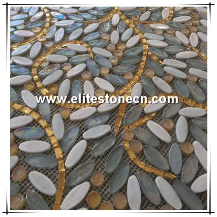 ES-L05 3D glass mosaic wall tile flower medallions design