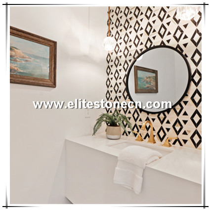 ES-N12 Black and white marble colored hexagon mosaic bathroom floor tiles