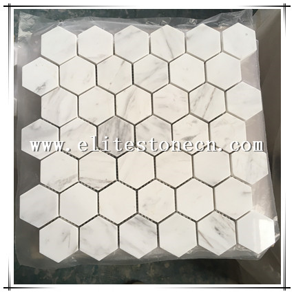 ES-R54 Volakas white marble hexagonal wall tile decorative mosaic