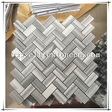 ES-R55 Wall And Tile Pattern Marmala White Herringbone Marble Mosaic