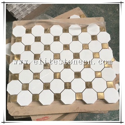 ES-T75 Italian Kitchen Backsplash Mosaics Hexagon Wall Tiles Octagon Thassos Waterjet 