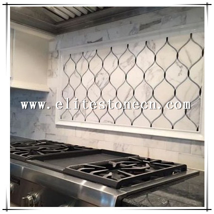 ES-G49 Bathroom and kitchen waterjet tiles lantern marble mosaic