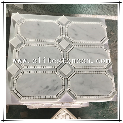 ES-C82 Backsplash wall brick hexagon octagonal carrara marble mosaic