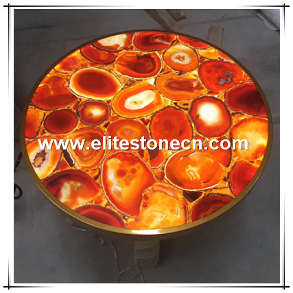 ES-P02 Backlit semiprecious stone gemstone stone red agate stone table tops