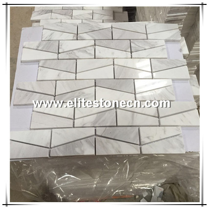 ES-R59 Hot Sale Fashionable Premium Grade Volakas White Ladder Marble Mosaic