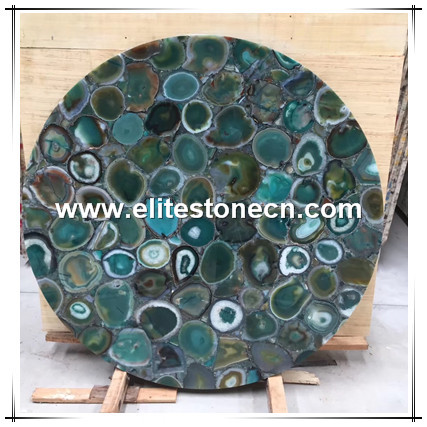 ES-P08 Semi Precious Green Agate Stone Tops for Round Coffee Table
