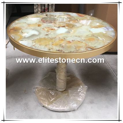 ES-P11 Factory Outlet Yellow Semi Precious Agate Slab Wholesale Price Of Natural Brazil Stones Use For Dining Table