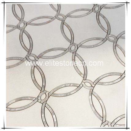 ES-W396 Marble Waterjet Thassos And Shell Kitchen Mosaic Wall Tile