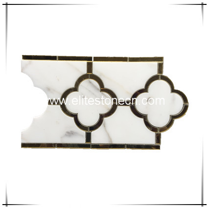 ES-W397 Water jet mosaic white marble floor border