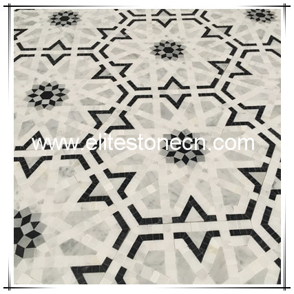 ES-W399 natural stone polished waterjet cut flower mosaic for kitchen backsplash