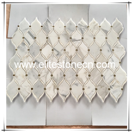 ES-W400 Calacatta gold marble lantern chips pattern sticked for mosaic tiles