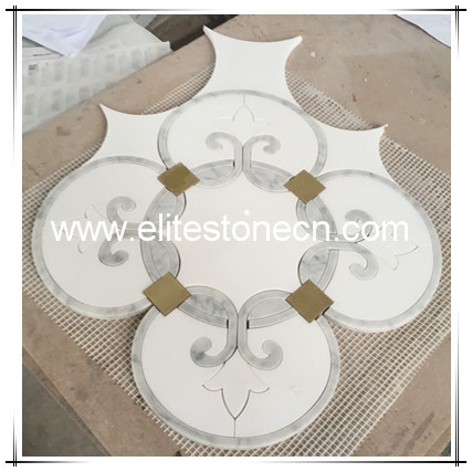 ES-W402 flower shape white and grey color marble mosaic for design