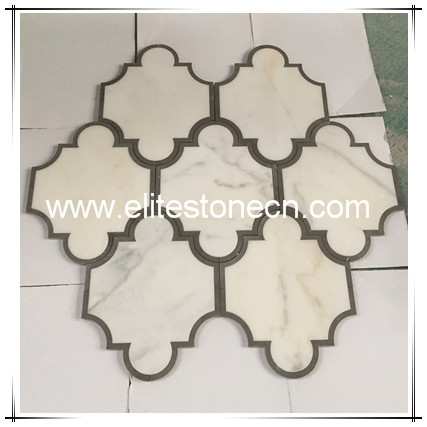 ES-W403 New Design Custom Water Jet Calacatta Gold White Marble Mosaic Tile for Kitchen