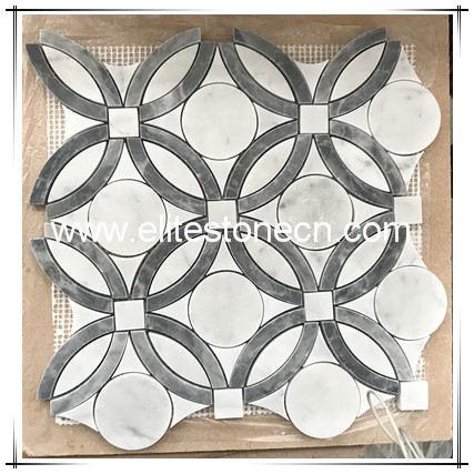 ES-W405 Water Jet Flower white grey Marble Stone Mosaic for backsplash and flooring