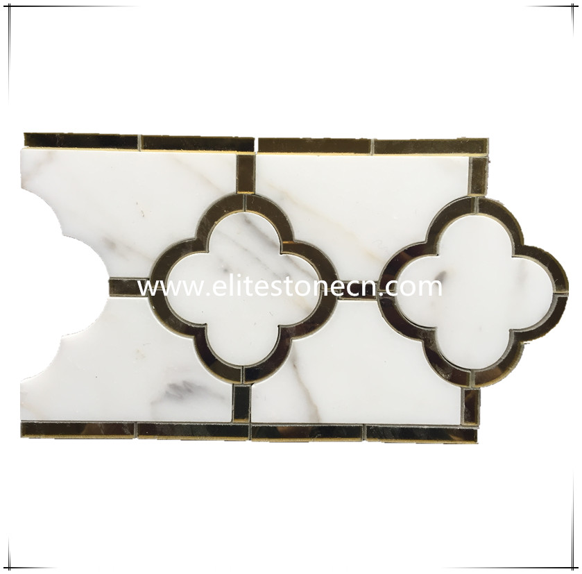 ES-K12 Simple Designs Shell Mix Pure Thassos White Marble Mosaic Tile Walls Border