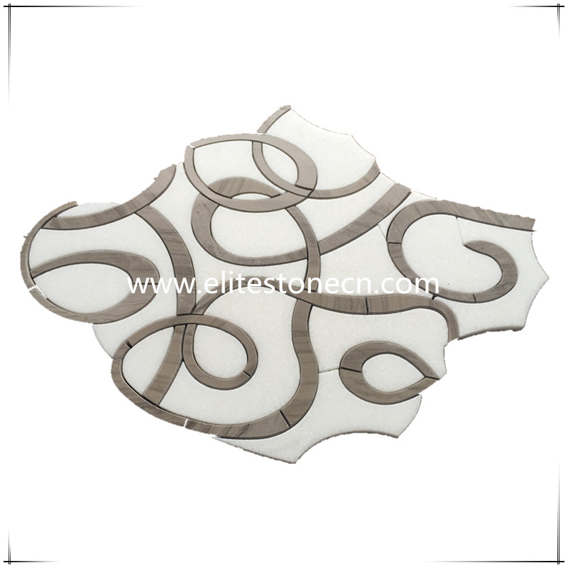 ES-W407 Backround waterjet decorative wall marble mosaic