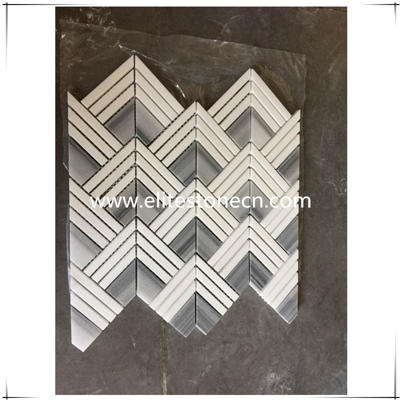 ES-R67 Chevron shape marble mosaic for home decoration wall mosaic tile