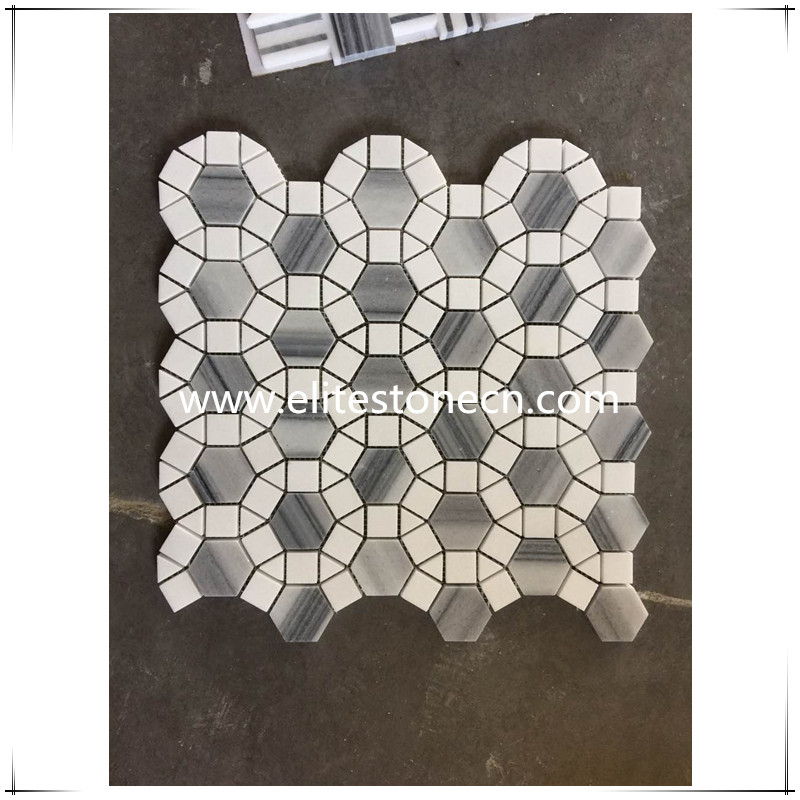 ES-R68 Hexagon Marble Mosaic Tile Bathroom Wall Tiles Marble Mosaic