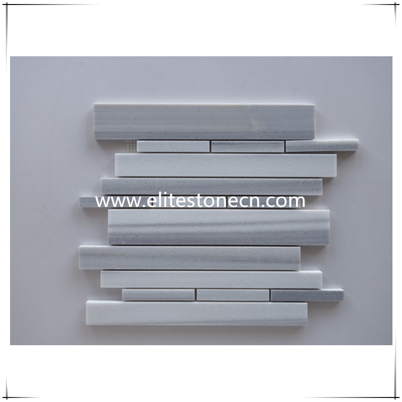 ES-R69 Modern Stone Strip Marmala White Marble Mosaic For Wall Tile Decor