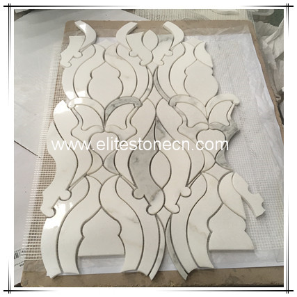 ES-G50 custom Luxury Italy calacatta white marble waterjet mosaic tiles for flooring