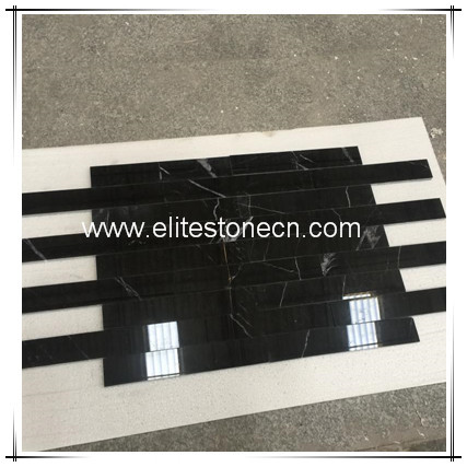 ES-N22 Black Nero Marquina Brick Subway Tile Stone Mosaic Wall Tiles