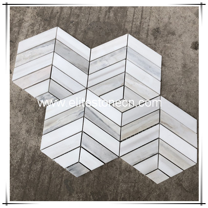 ES-R72 Premium Kitchen Bathroom Hexagonal Marble Stone Mosaic Tiles