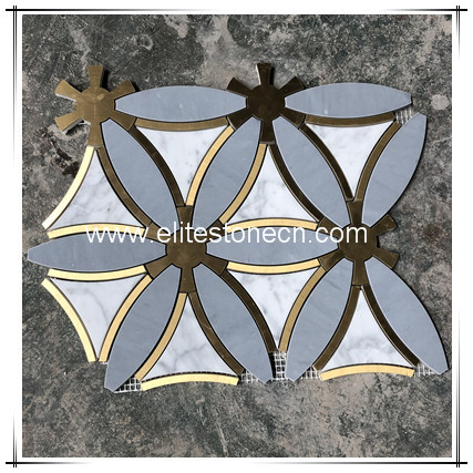 ES-W416 Natural stone Marble Mosaic hand made flower marble mosaic