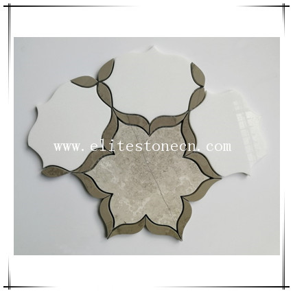 ES-W421 Grey and White Flower Pattern Marble Mosaic Tile for Bathroom Wall Decoration