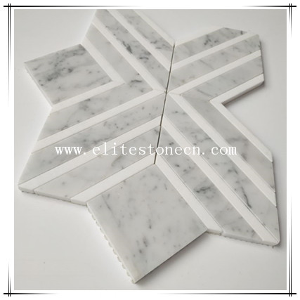 ES-C83 Interior Decoration carrara white waterjet stone mosaic tile