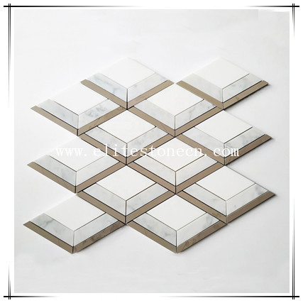 ES-W428 natural white rhombus shaped mosaic tile for bathroom wall background