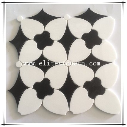 ES-W426 White and black flower marble premium mosaic tile for luxury wall decoration