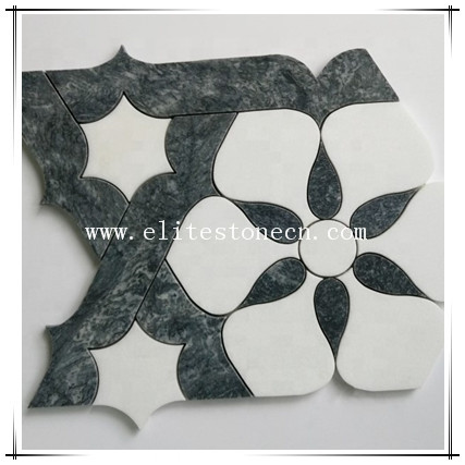 ES-W427 Marble Flower Water Jet Medallion Mosaic Polished Natural Marble Water Jet Floor Tiles