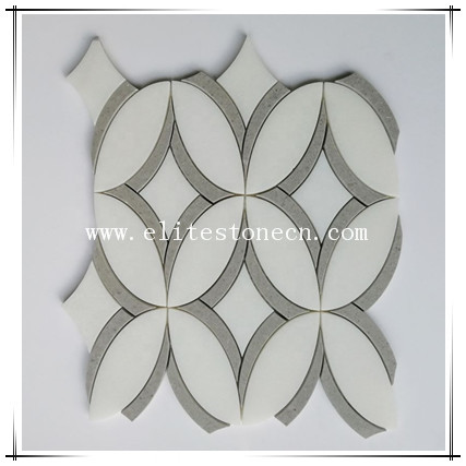 ES-W429 Carrara White Marble Tile Waterjet Mosaic For Wall Decorative