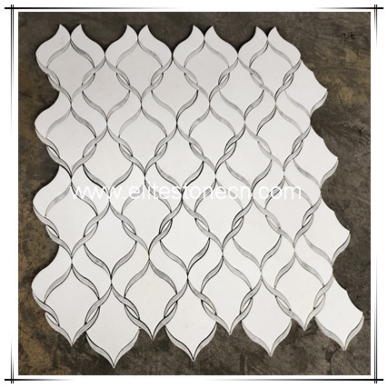 ES-W430 White pure marble floral pattern white marble waterjet mosaic