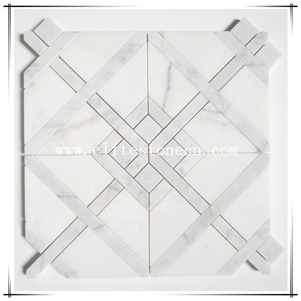 ES-W432 polished bianco carrara white square marble mosaic for kitchen backsplash