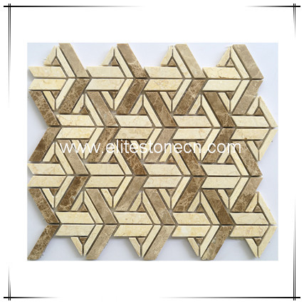 ES-Z08 Backsplash wall cladding mini brick brown emperador beige marble mosaic