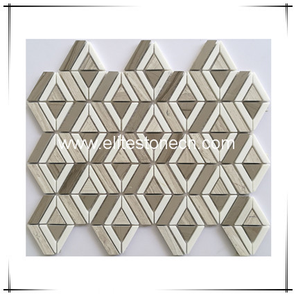 ES-H48  Wood Vein Kitchen Tiles Rhombus Marble Mosaic