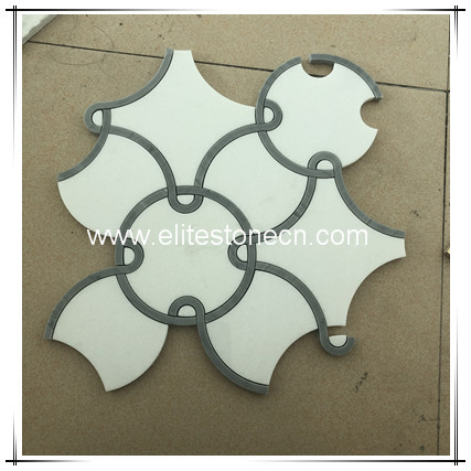 ES-W516 white design round circle stone marble mosaic