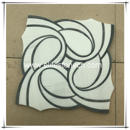 ES-W518 Dolomite White and grey Marble Waterjet Mosaic For Floor and Wall Pattern