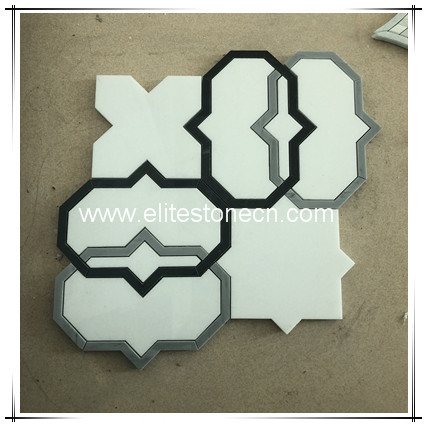 ES-W520 White Gray Flower New Marble Waterjet Mosaic Design