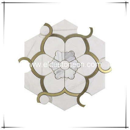 ES-W522 Decorative flower design marble mosaic water jet cut mosaic floor tiles