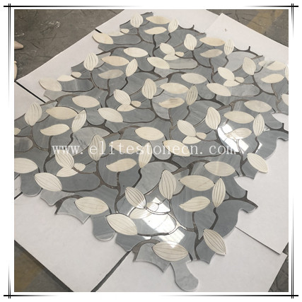 ES-W528 Popular design white leaf shape irregular marble mosaics for wall backsplash