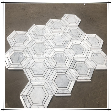 ES-W532 Hexagon carrara white marble mosaic irregular honeycomb bathroom wall tiles waterjet mosaic