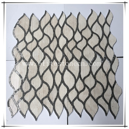 ES-W530 Natural Beige Color Cube 3D Marble Decorative Wall Mosaic Tiles