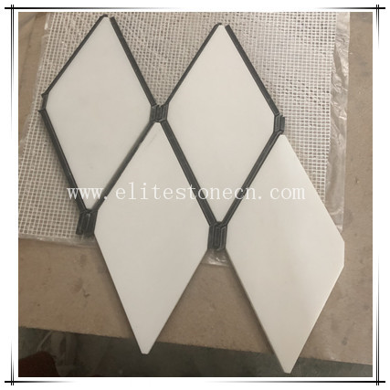 ES-W536 wall backsplash pure white cube 3d diamond marble mosaic