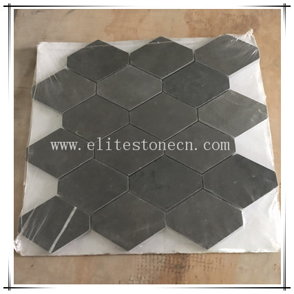 ES-N29 Marquina Black Marble Mosaic Hexagon Tile Water Jet Floor Art Nero Oriente Nature Stone Wall Tiles