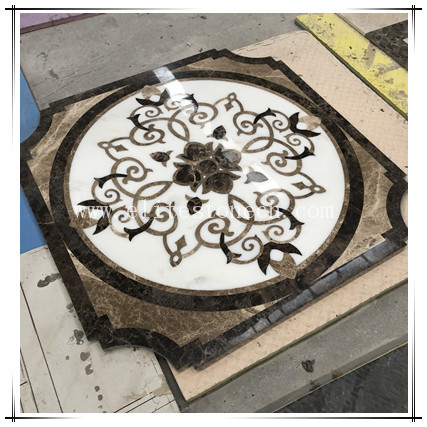 ES-J37 Waterjet marble medallion floor tile natural stone marble