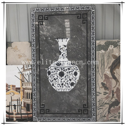 ES-J40 Natural stone pure hand made floor art marble waterjet medallion 