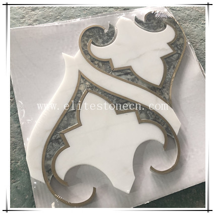ES-W539 pure white marble mix glass mosaic water jet tile