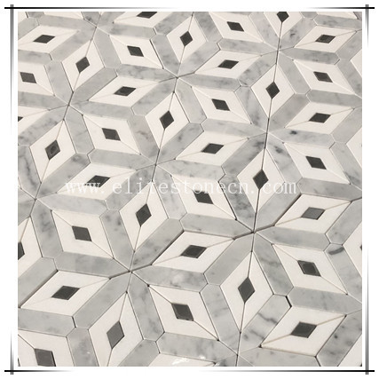 ES-W538 Bathroom Decor 300X300mm Glossy Glass Hexagon Mosaic Tile
